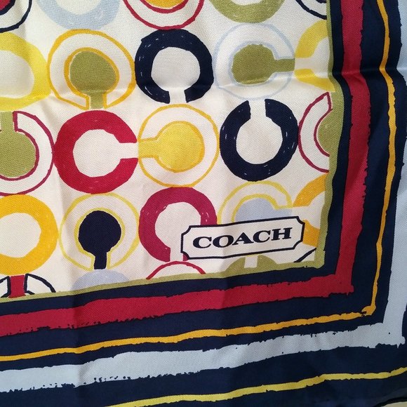 NEW Coach Silk Scarf, Multi-color, 28" Square - Picture 1 of 5